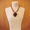 Beaded Tortoise Shell Puffy Heart Necklace