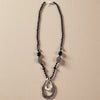 Pendant Necklace | Silver Rhinestone | Gunmetal | Long