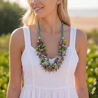 The Isla Necklace | Turquoise Beaded Chip - Gardenia Jewelry