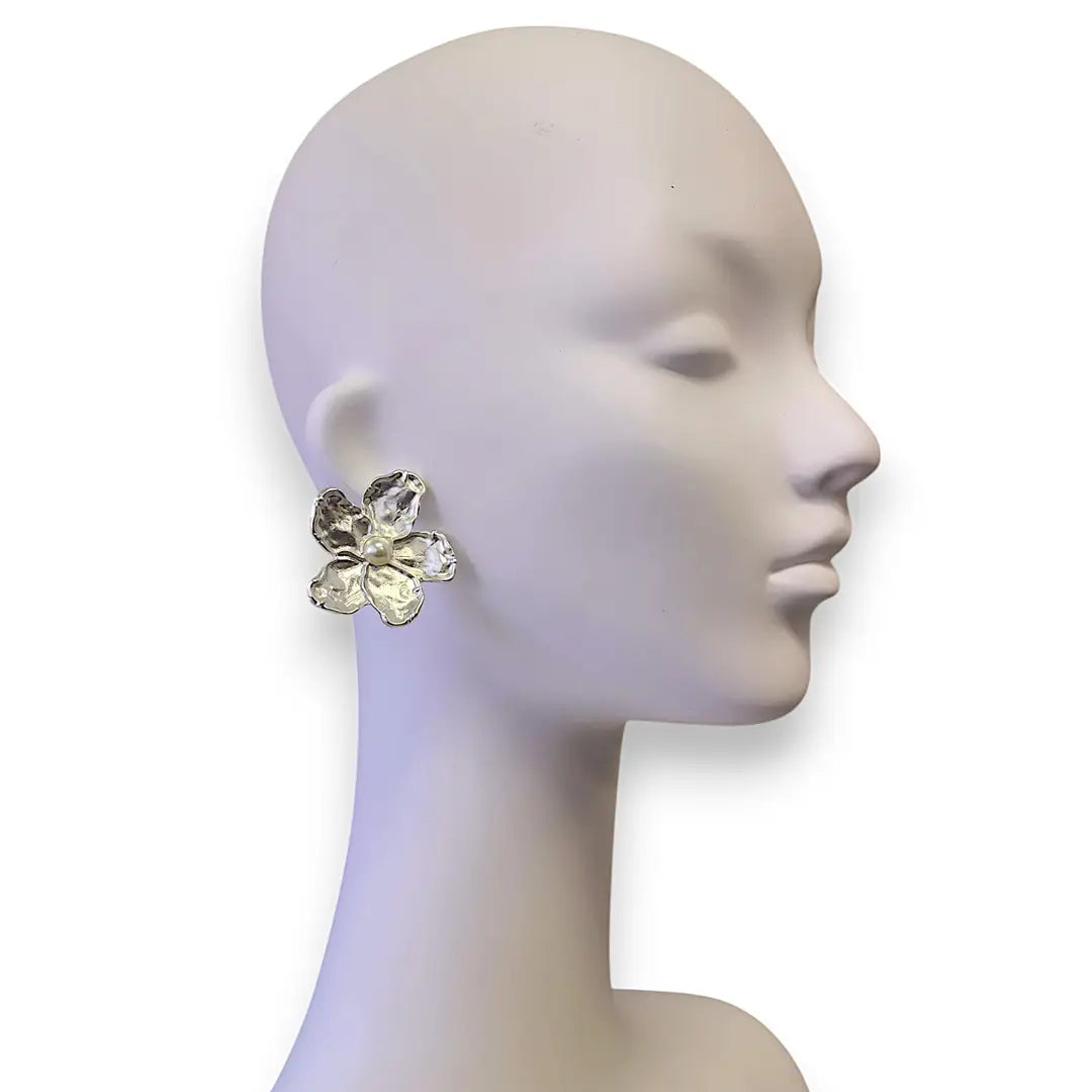 Handmade Chunky Vintage Silver Flower Earrings | Boho | Coastal | Statement Jewelry | Stainless Steel | Fall 2025