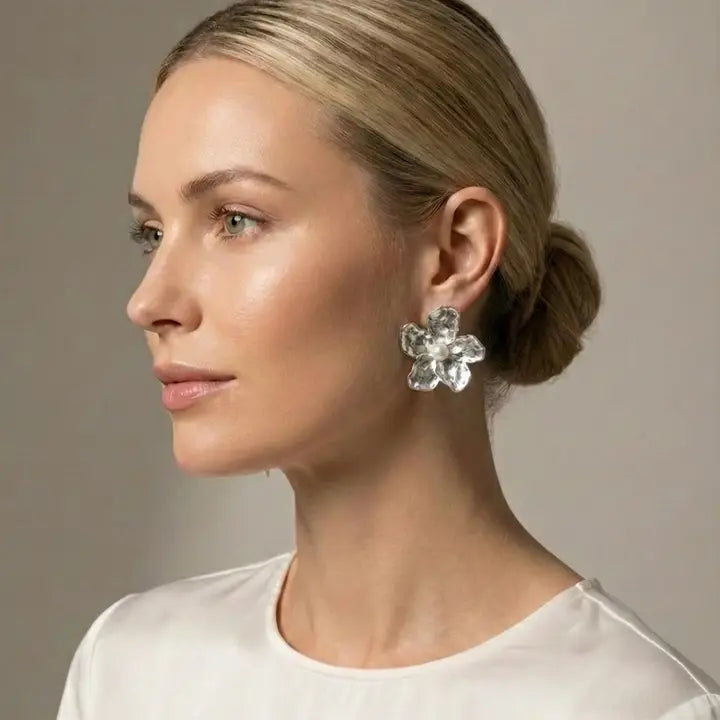 The Silver Hibiscus Flower Earring