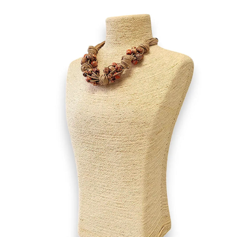 Short Beaded Chunky Knot Necklace