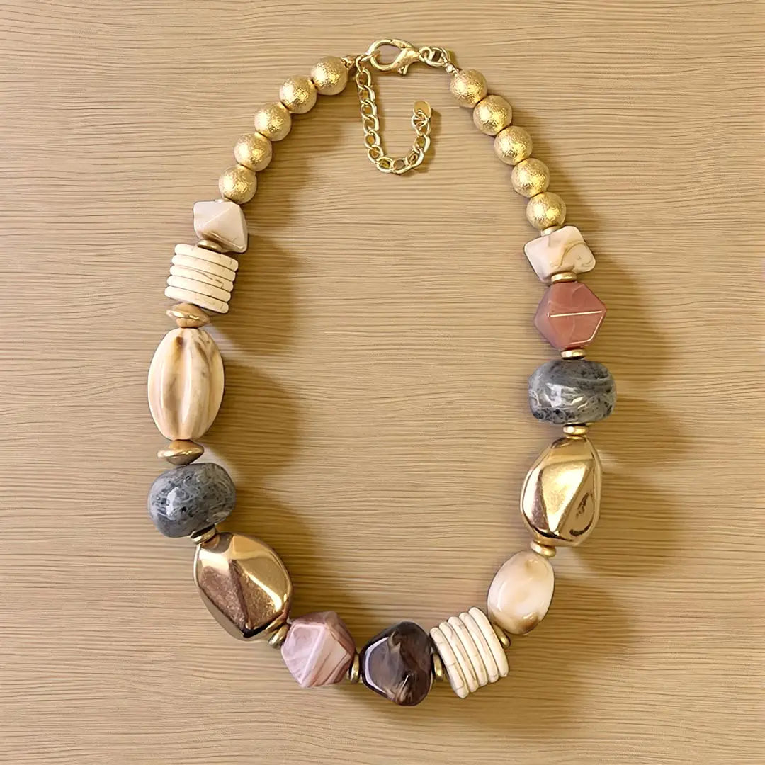 Chunky Boho Beaded Statement Necklace