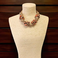 Short Beaded Chunky Knot Necklace | Leather Cord | Fall Boho
