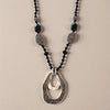 Pendant Necklace | Silver Rhinestone | Gunmetal | Long