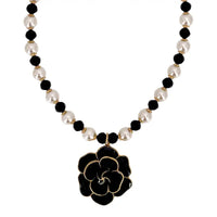 The Colette Necklace | Black Enamel Flower