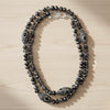Long Smokey Beaded Pavé Station Necklace