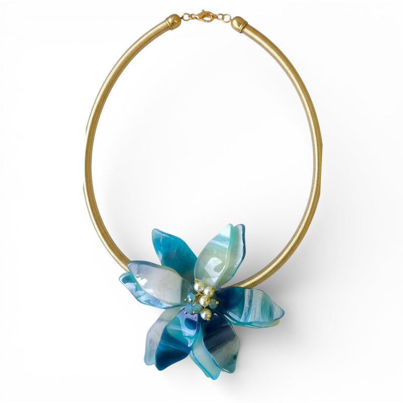 Blue Lotus Necklace - Gardenia Jewelry