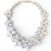 Coastal Chunky Pearl Flower Collar Necklace
