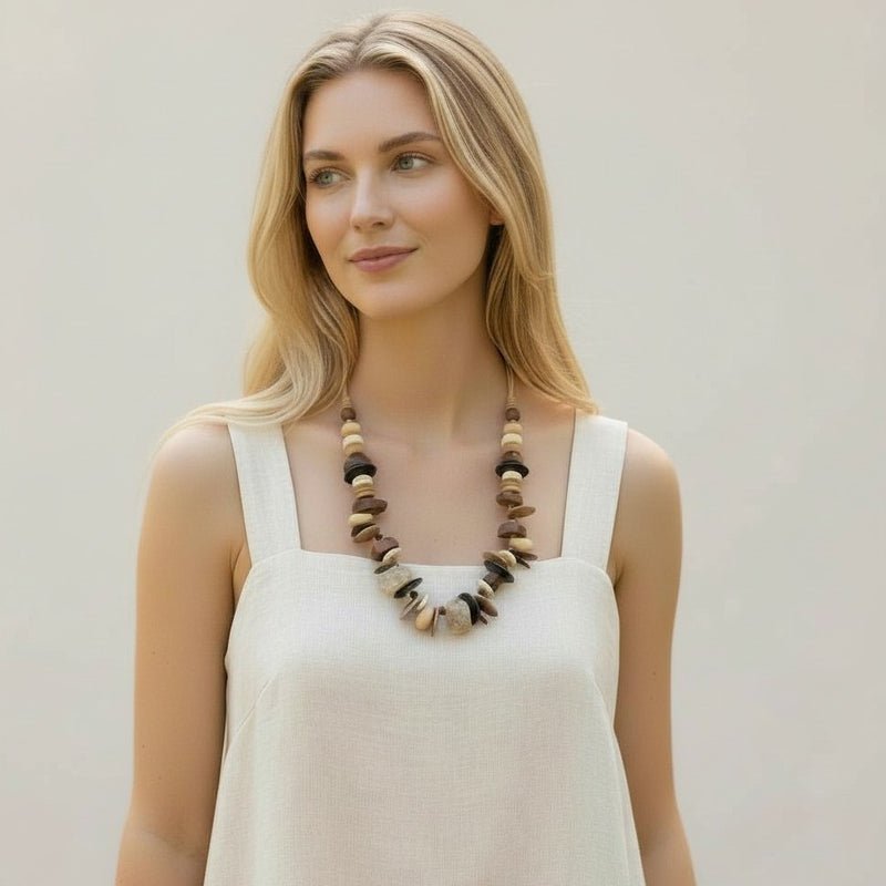 Chunky Baroque Stone Boho Bead Necklace | Statement Jewelry