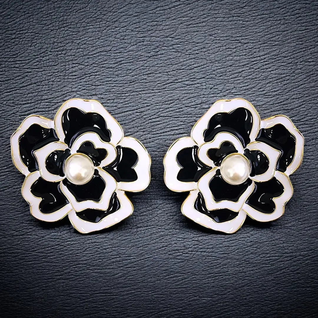 Handmade Chunky Vintage Pearl Flower Earrings | Statement Jewelry | Boho | Coastal | Stainless Steel | Fall 2025