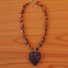 Beaded Tortoise Shell Puffy Heart Necklace