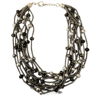The Brynn Necklace | Hematite & Pearl Collar Necklace