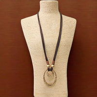 Long Chunky Pendant Cord Necklace | Statement Jewelry | Boho
