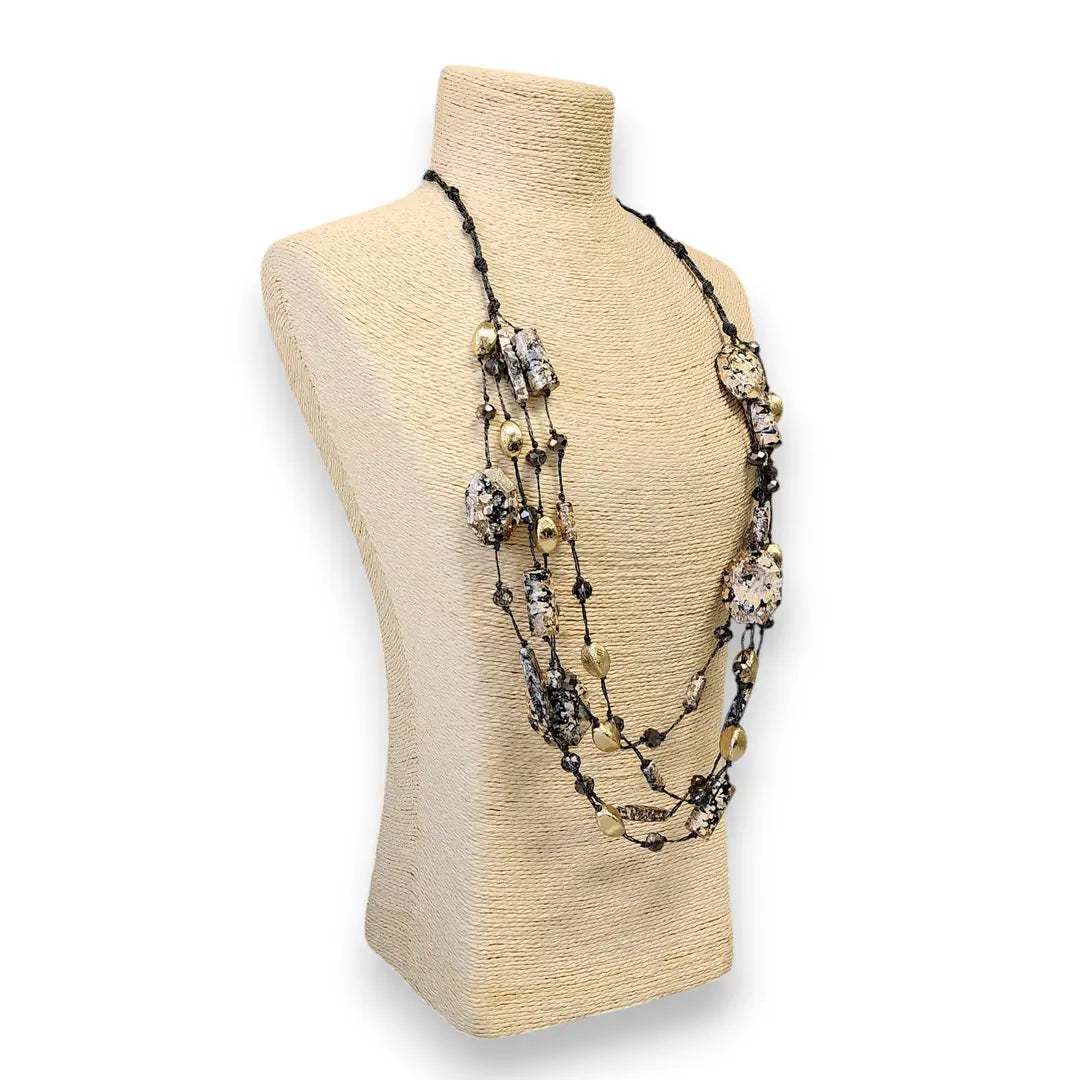 Long Multi Strand Jasper Stone Necklace