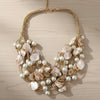 Chunky Golden Pearl and Seashell Multi Strand Necklace