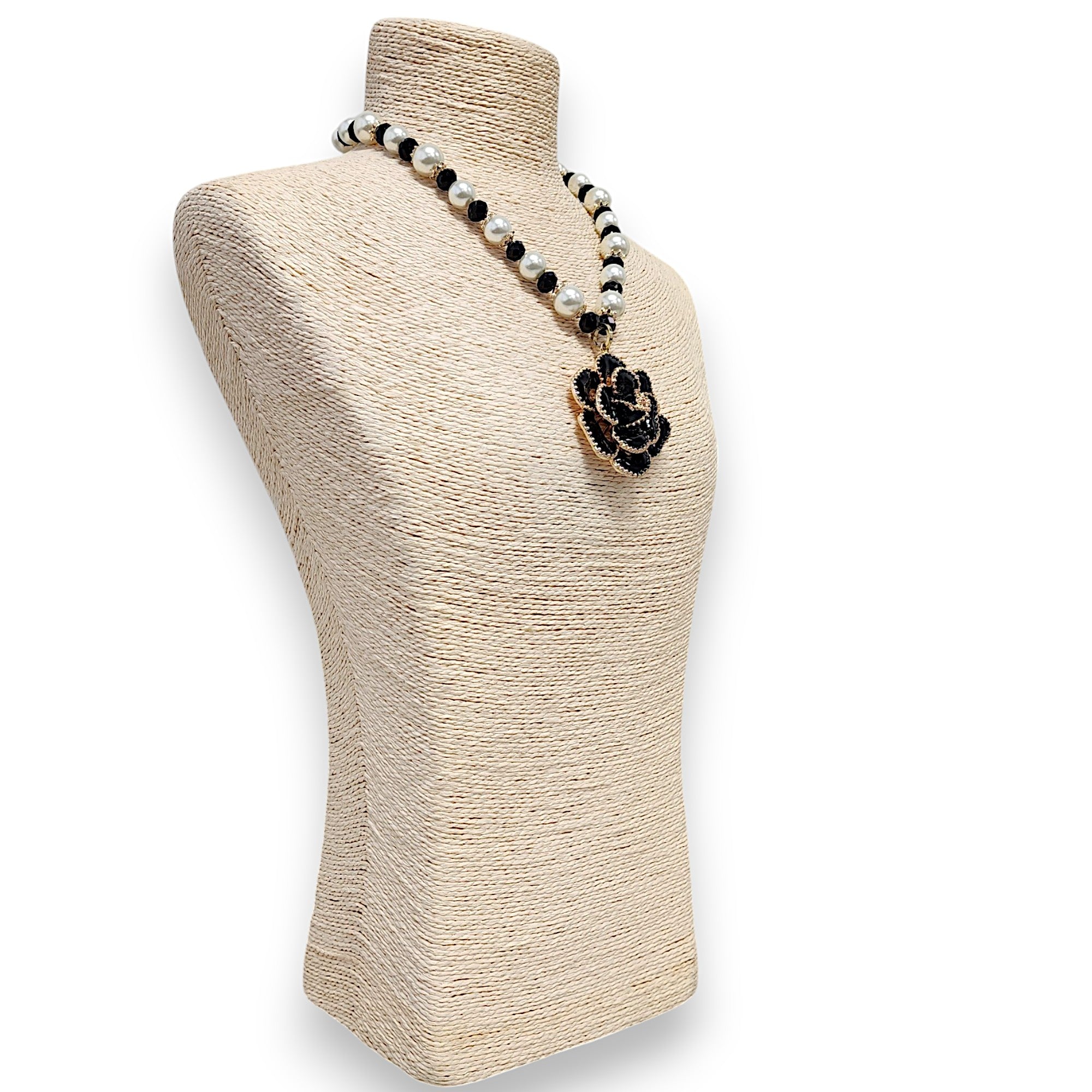 Handmade Chunky Pearl Beaded Flower Pendant Necklace | Statement Jewelry | Coastal | Vintage | Floral | Fall 2025