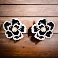 Handmade Chunky Vintage Pearl Flower Earrings | Statement Jewelry | Boho | Coastal | Stainless Steel | Fall 2025