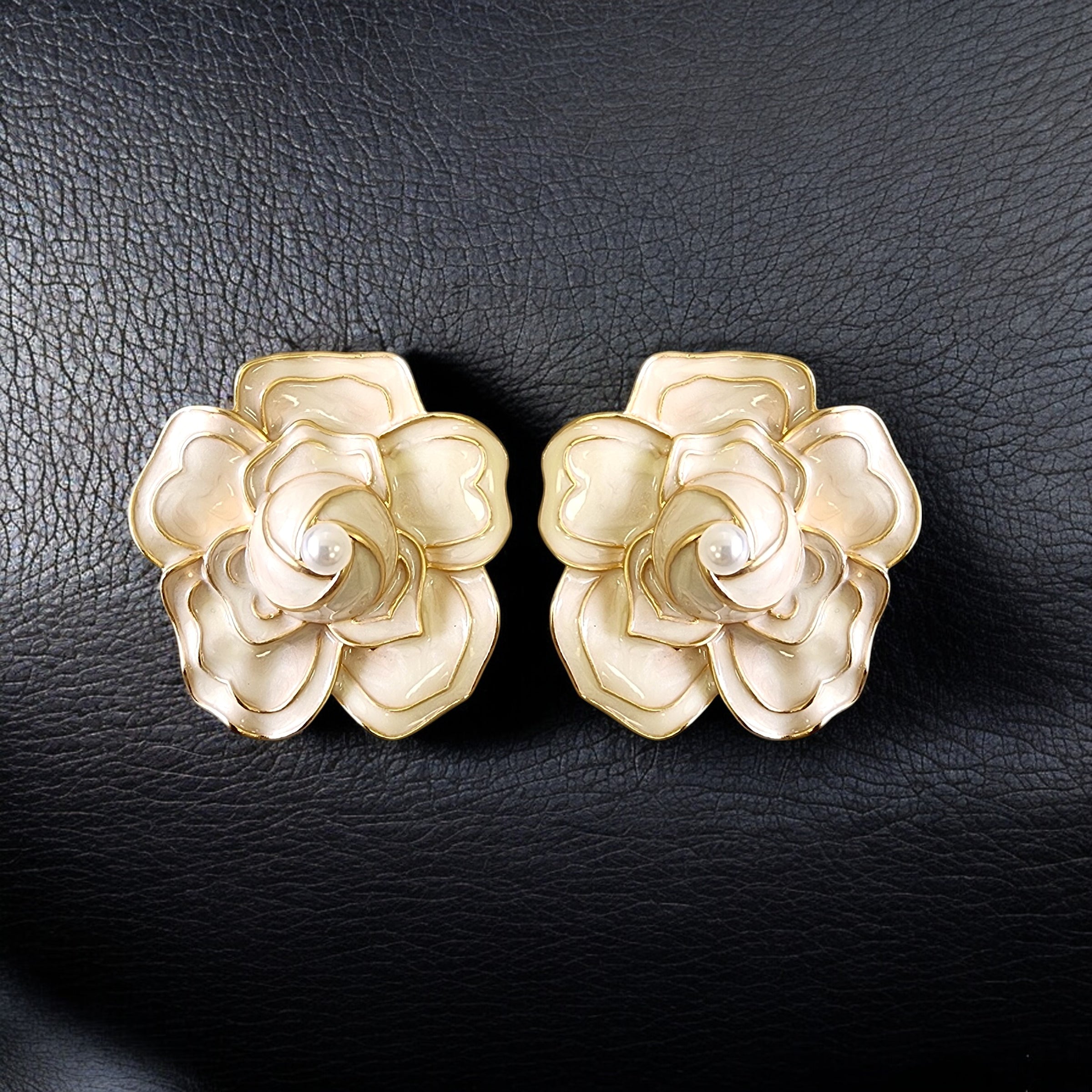 Handmade Chunky Vintage Pearl Flower Earrings | Statement Jewelry | Boho | Coastal | Stainless Steel | Fall 2025