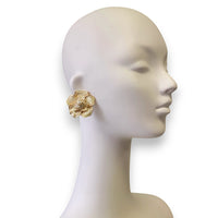 Handmade Chunky Vintage Pearl Flower Earrings | Statement Jewelry | Boho | Coastal | Stainless Steel | Fall 2025