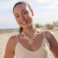 Chunky Mocha Seashell Necklace w/ Clam Shell Shell Pendant