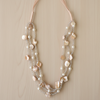Champagne Painted Shell and Crystal Necklace