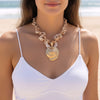 Chunky Spiral Seashell Necklace with Large Gold Shell Pendant
