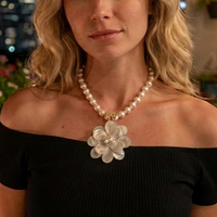 The Ellie Necklace | Mother of Pearl Flower - Gardenia Jewelry