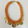 Coin Necklace | Boho Charm Necklace | Spring | Amber Orange