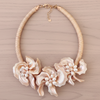 Seashell Flower Necklace | Coastal | Floral Jewelry | Beach | Mocha | Short Collar