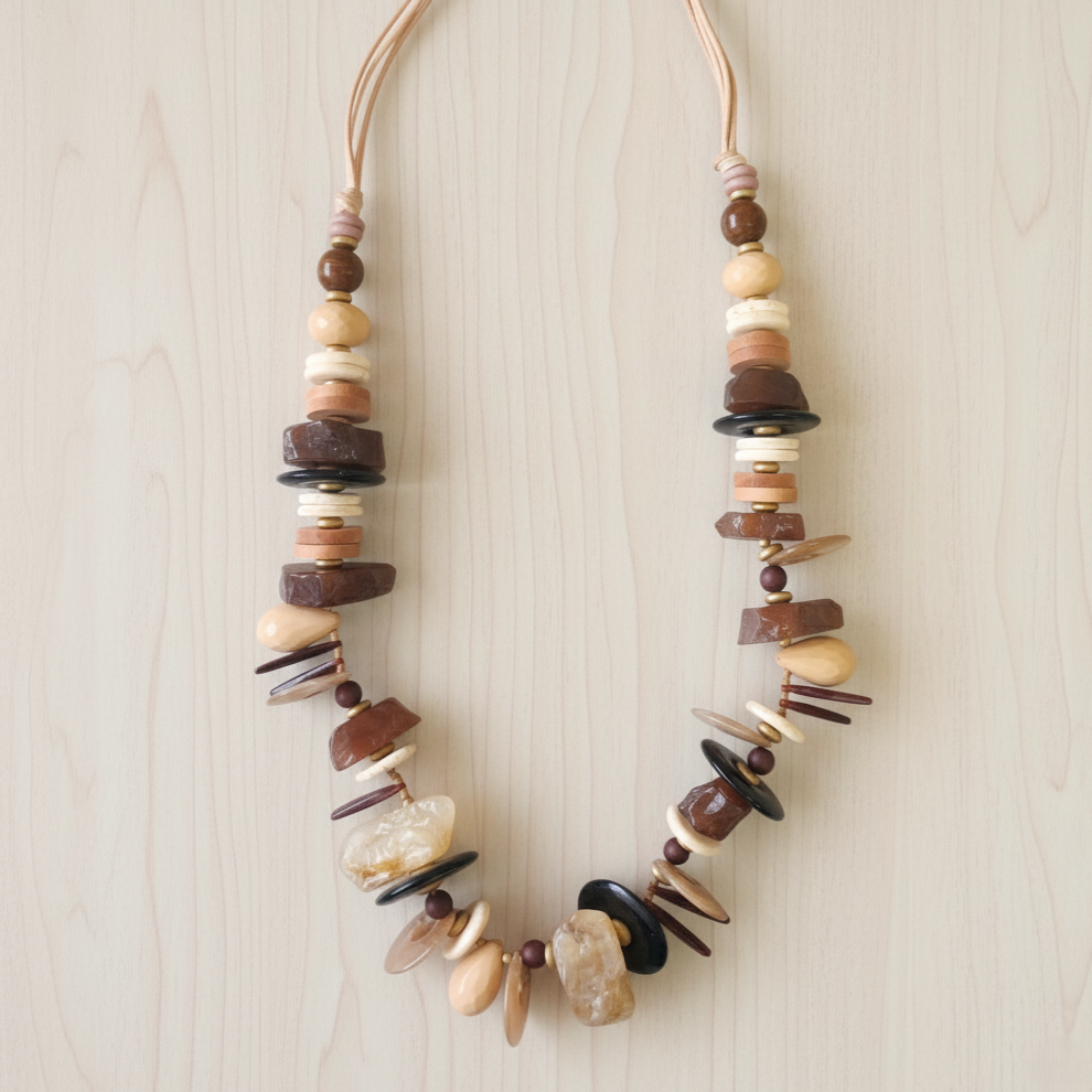 Chunky Baroque Stone Boho Bead Necklace | Statement Jewelry
