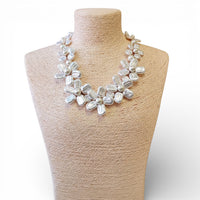 Coastal Chunky Pearl Flower Collar Necklace
