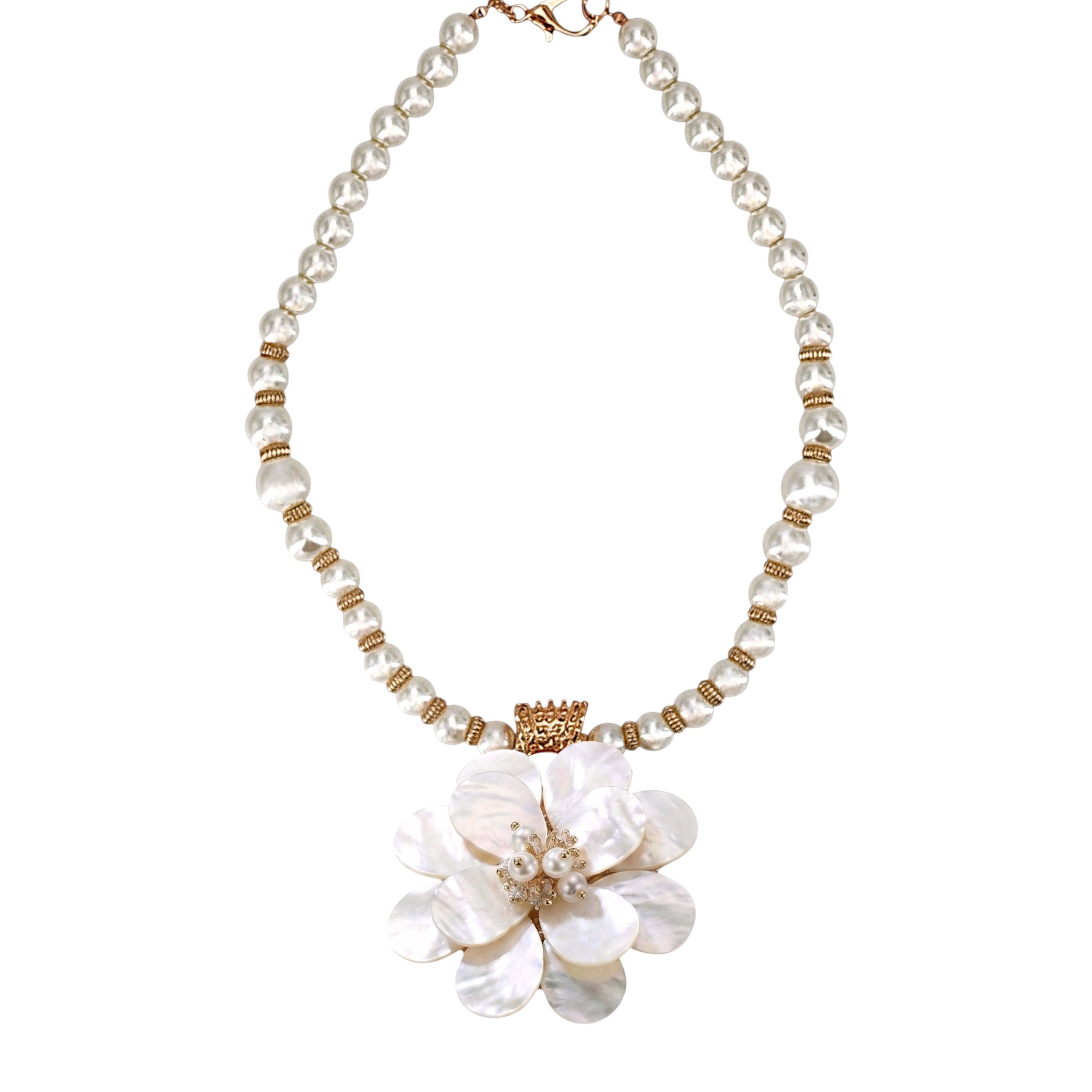 The Ellie Necklace | Mother of Pearl Flower - Gardenia Jewelry