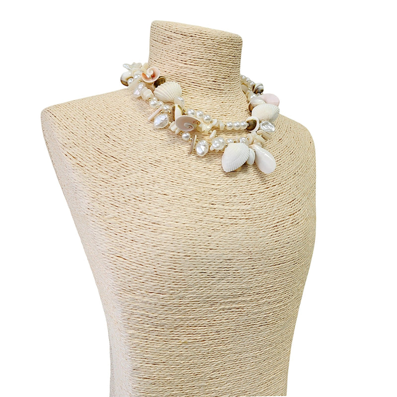 Seashell Necklace | Pearl Necklace | Short | Twist | Coastal