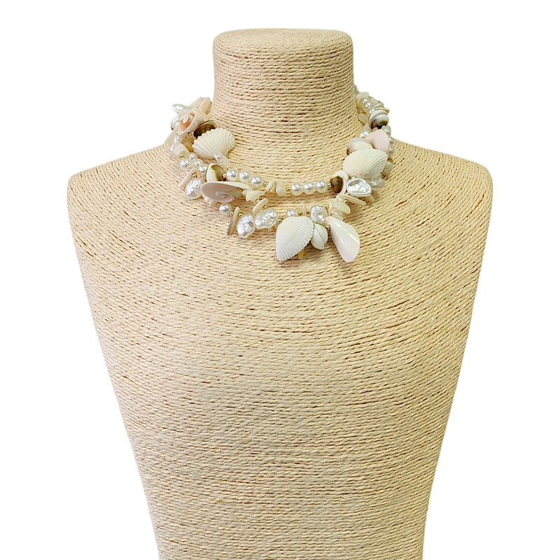 Seashell Necklace | Pearl Necklace | Short | Twist | Coastal