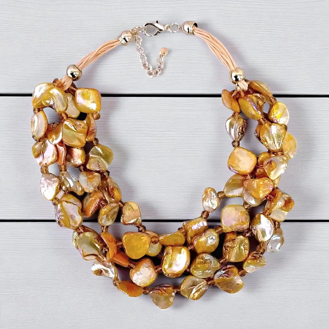 Chunky Golden Seashell Collar Statement Necklace