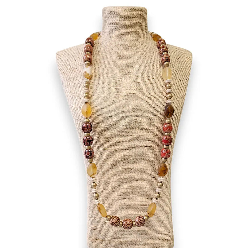 Long Chunky Earth Tone Beaded Necklace