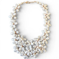 Floretta Necklace | Ivory Flower Pearl Bib - Gardenia Jewelry