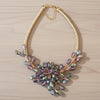 Multi Color Faceted Floral Spray Collar