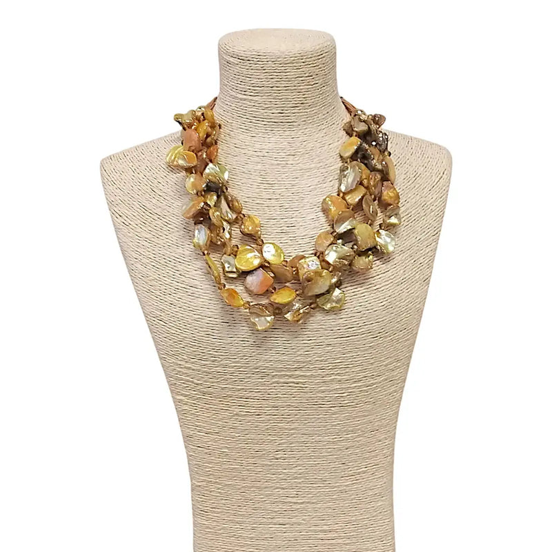 Chunky Golden Seashell Collar Statement Necklace