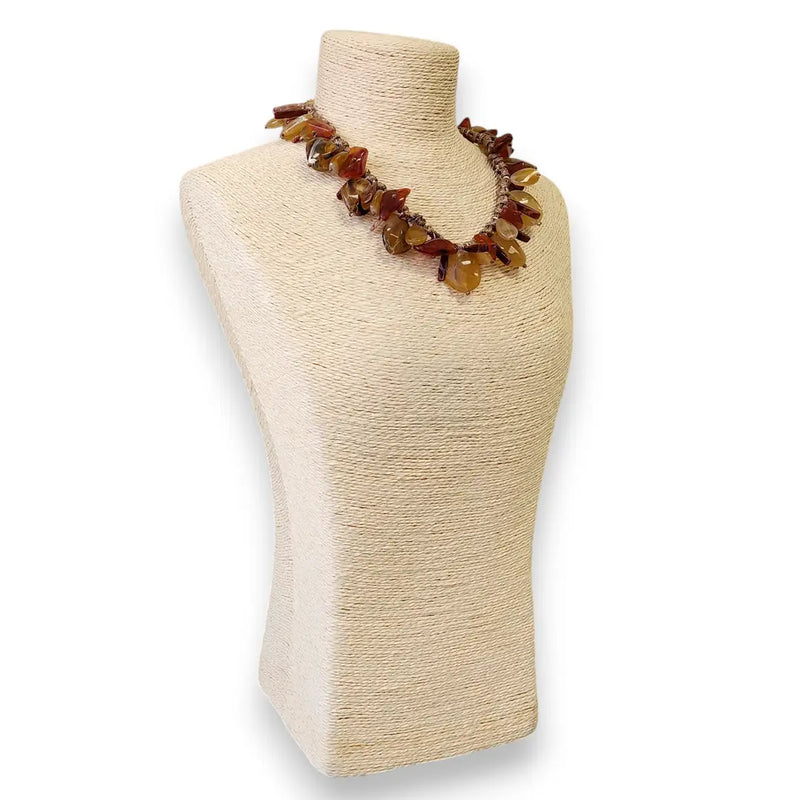 Woven Earth Tone Boho Beaded Necklace