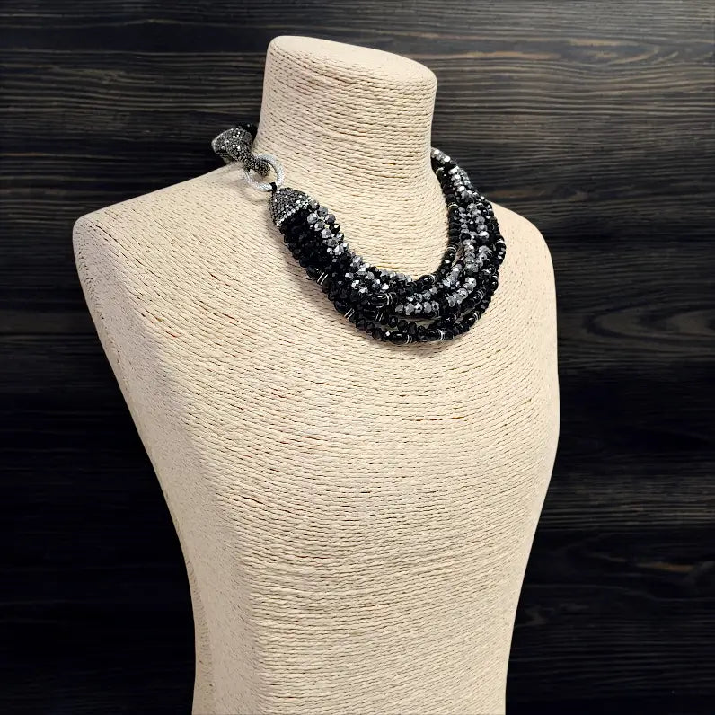 Chunky Multi Strand Pavé Beaded Collar