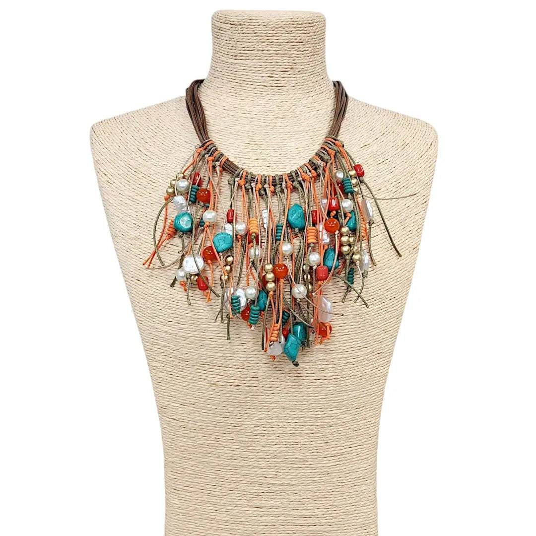 Boho Necklace | Southwest Festival | Rainbow Fringe Necklace