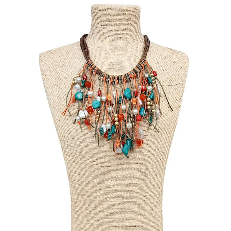 Boho Necklace | Southwest Festival | Rainbow Fringe Necklace