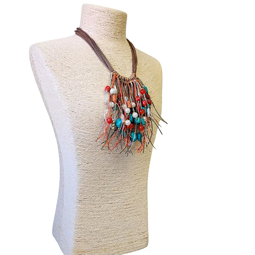 Boho Necklace | Southwest Festival | Rainbow Fringe Necklace