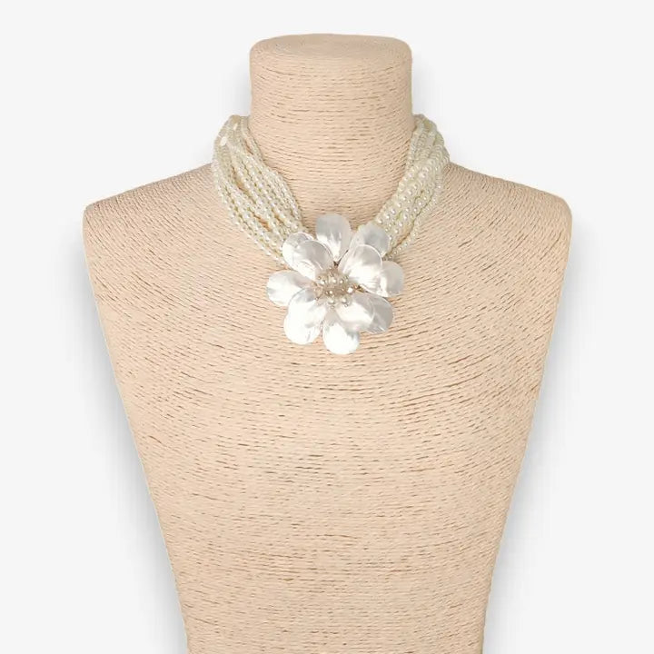 The Zinnia Necklace | Mother of Pearl Flower Pendant