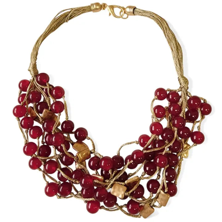 The Scarlett Necklace | Ruby Red Beaded