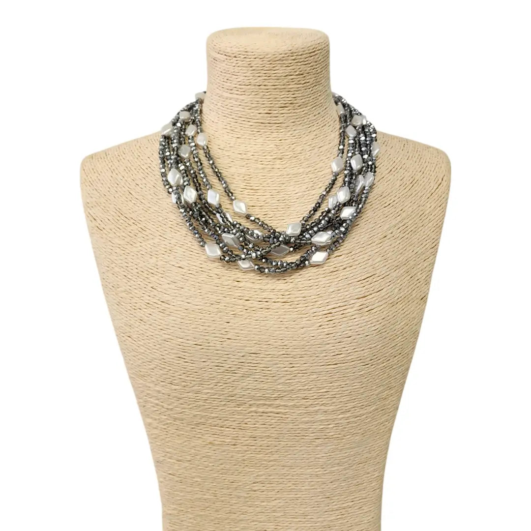 Silver Multi Strand & Coastal Pearl Necklace