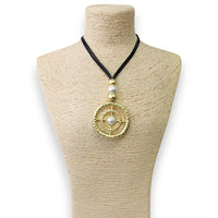 Long Beaded Pendant Cord Necklace | Statement Jewelry | Boho