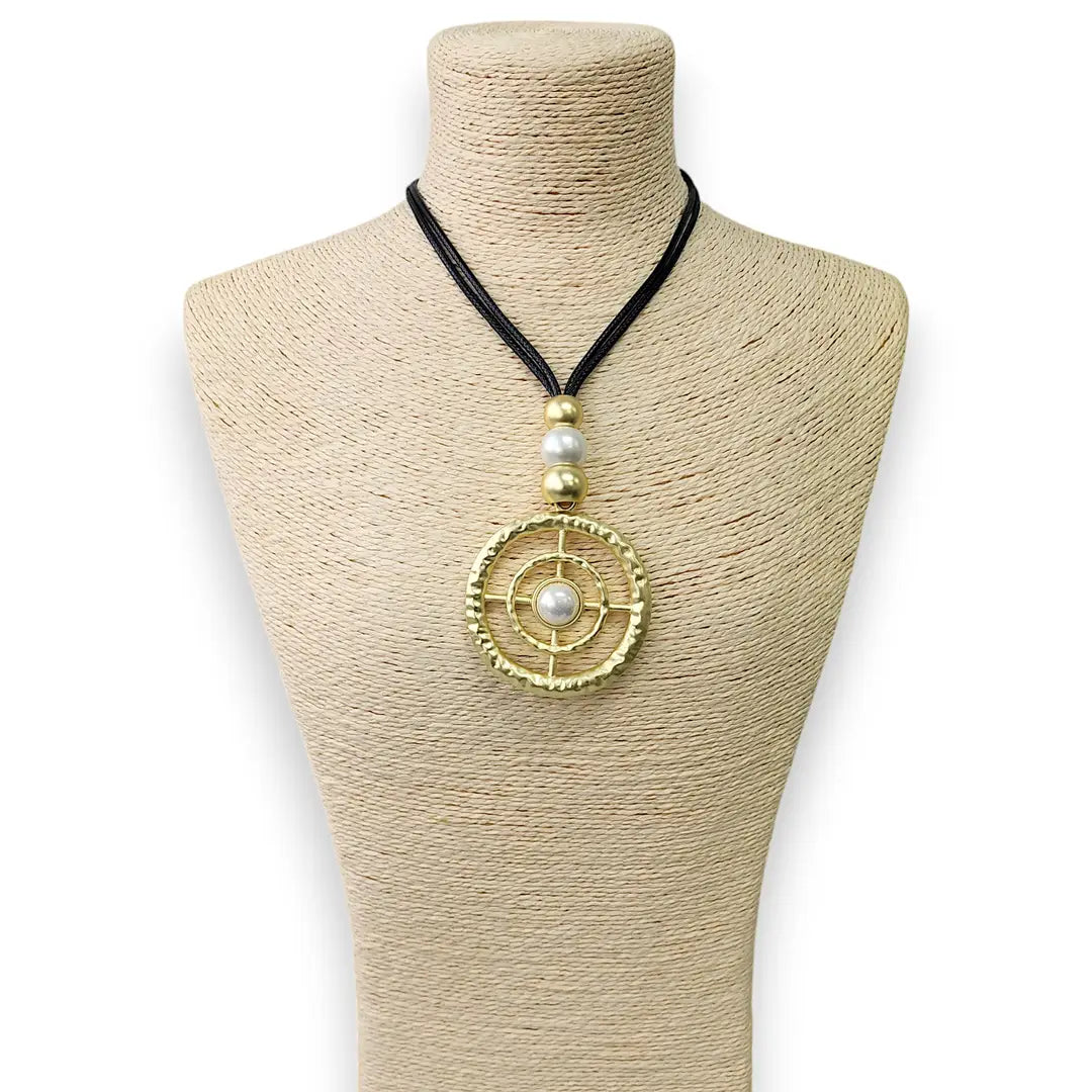 Long Beaded Pendant Cord Necklace | Statement Jewelry | Boho